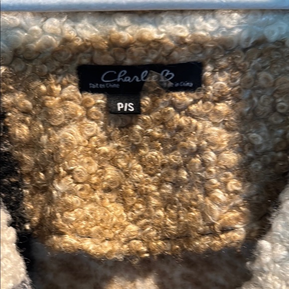 CHARLIE B Cream and Black Teddy Jacket with Casual Fit - Picture 3 of 9